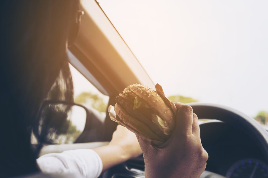Eating while driving might be driving without due care and attention
